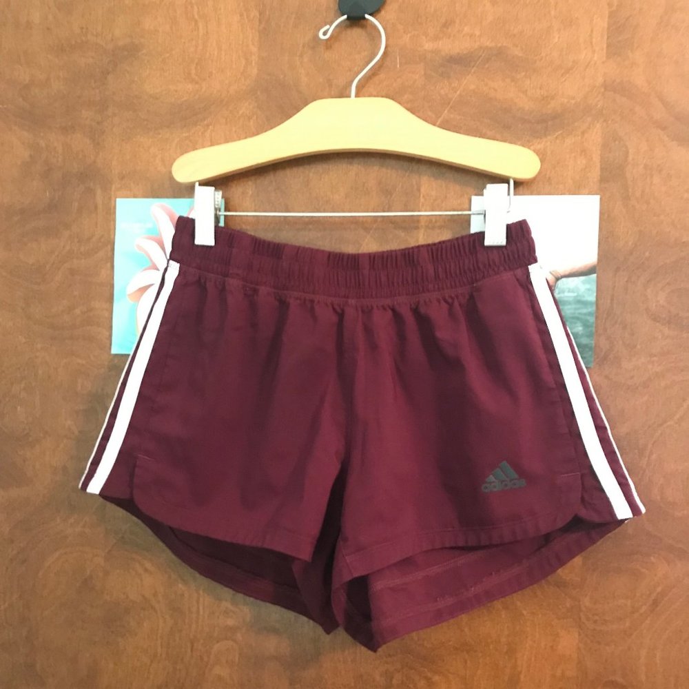 Adidas Maroon and White Shorts